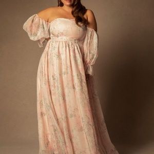 Bridal by ELOQUII Off The Shoulder Printed Dress